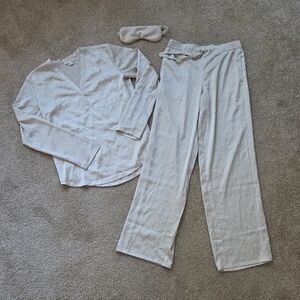 Barefoot Dreams Washed Satin PJ Set & Eye Mask